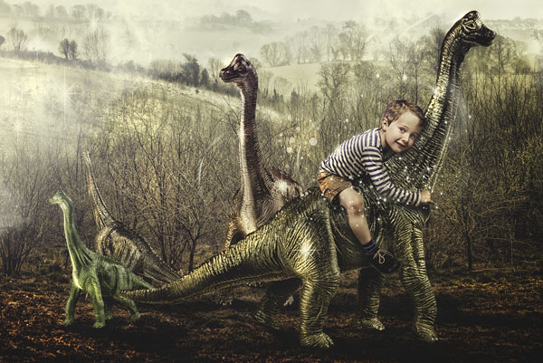 Photograph Vicki Lea Boulter Lucas With Dinosaurs on One Eyeland